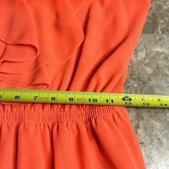 Simon Twik dress women M.  Coral ,summer,halter style,ruffles,lined,chiffon,mini - Picture 12 of 12